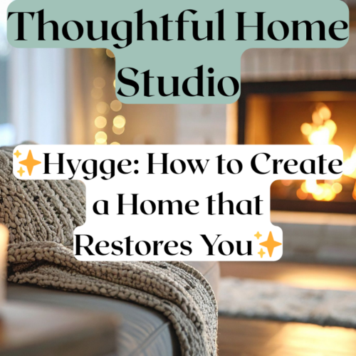 Cozy hygge living room with warm lighting, textured throws, candles, and natural wood furniture for winter wellbeing